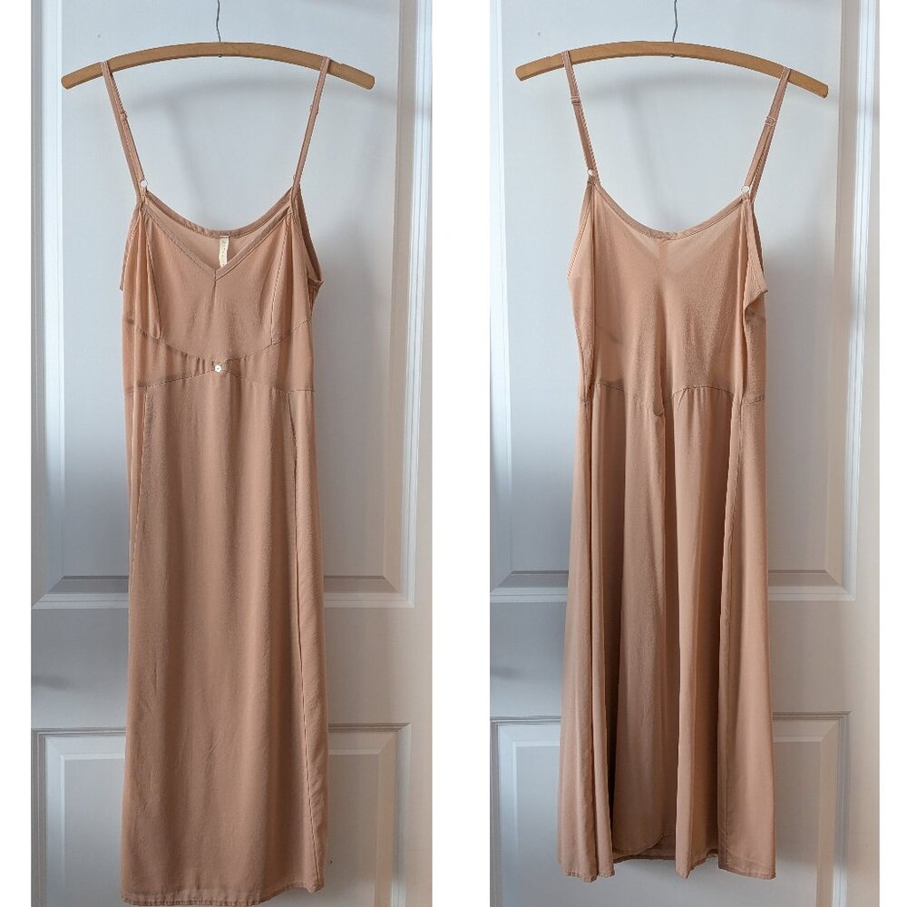 Botanica Workshop Vetiver Slip Dress Stretch Silk Blush Large --Loose Seam